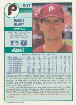 Randy Ready  baseball card collectible - Main Image 2