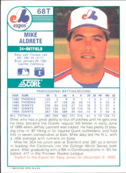 Mike Aldrete  baseball card collectible - Main Image 2