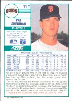 Pat Sheridan  baseball card collectible - Main Image 2