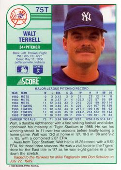 Walt Terrell  baseball card collectible - Main Image 2