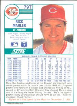 Rick Mahler  baseball card collectible - Main Image 2