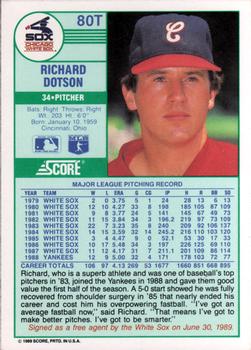 Richard Dotson  baseball card collectible - Main Image 2
