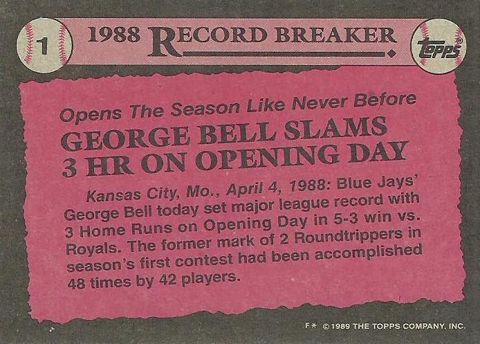 George Bell  baseball card collectible - Main Image 2