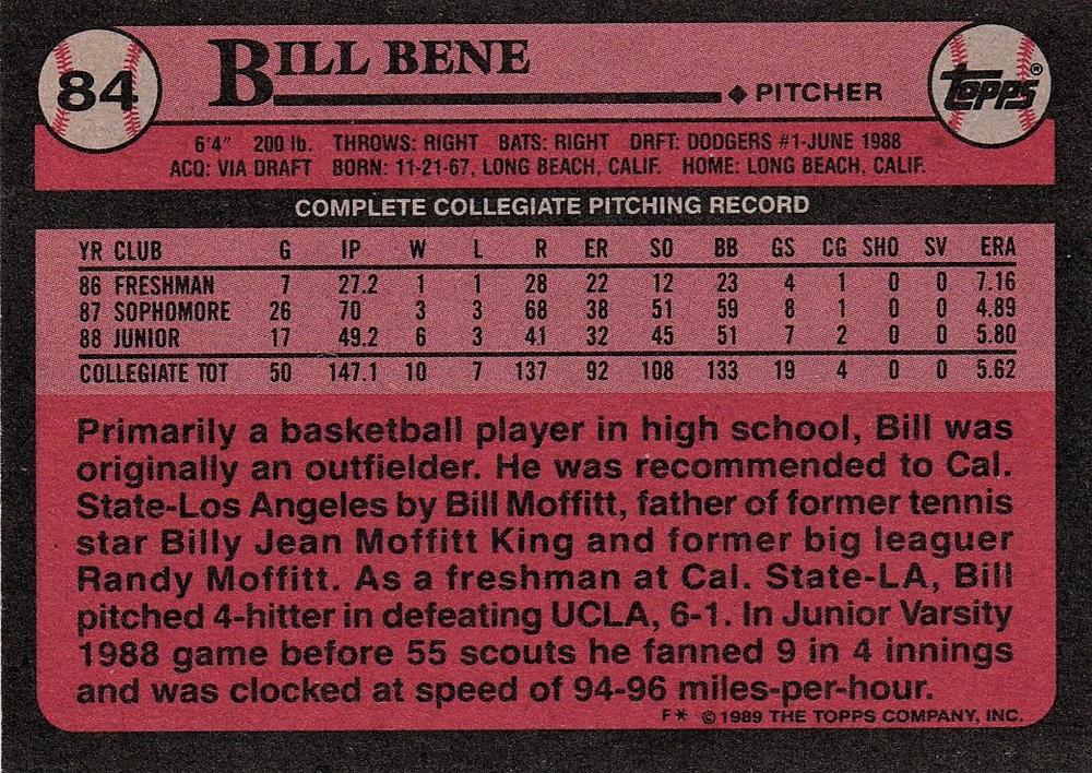 Bill Bene  baseball card collectible - Main Image 2