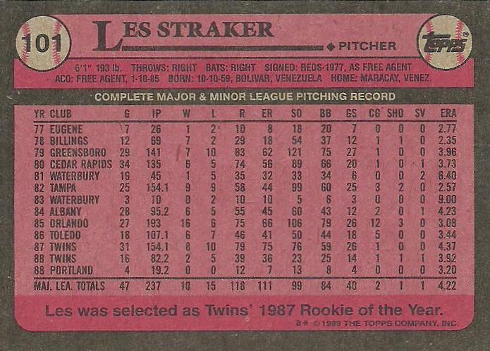 Les Straker  baseball card collectible - Main Image 2
