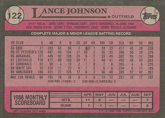 Lance Johnson  baseball card collectible - Main Image 2