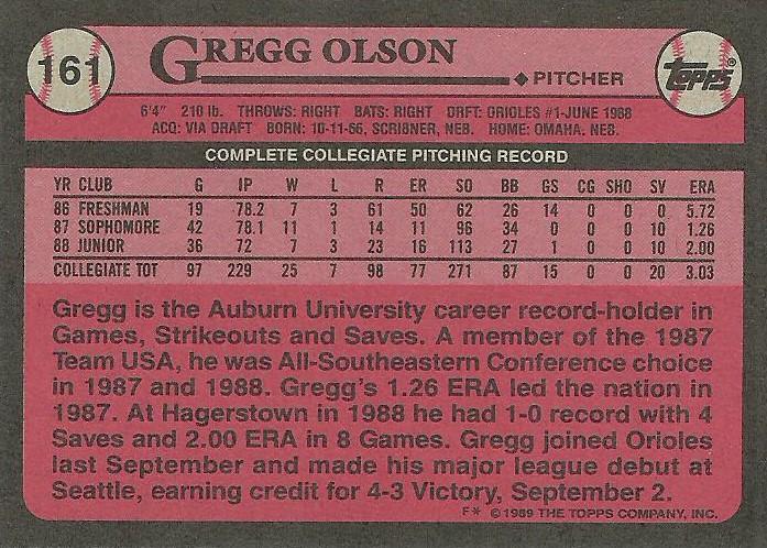Gregg Olson  baseball card collectible - Main Image 2