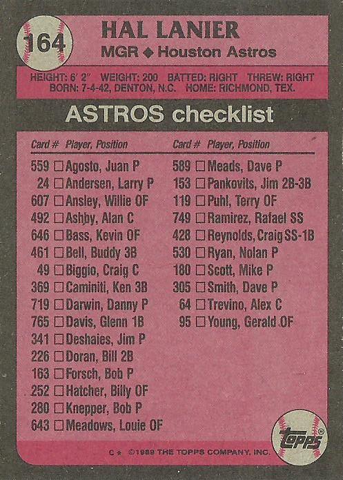 Hal Lanier  baseball card collectible - Main Image 2