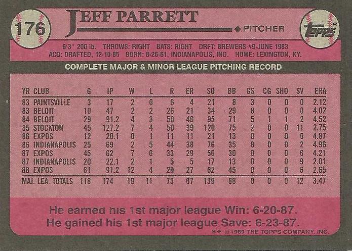 Jeff Parrett  baseball card collectible - Main Image 2