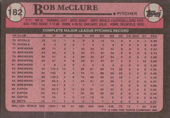 Bob McClure  baseball card collectible - Main Image 2