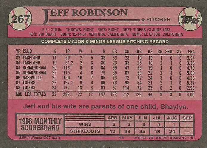 Jeff Robinson  baseball card collectible - Main Image 2