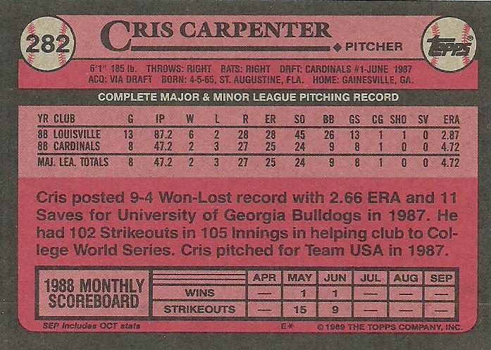 Cris Carpenter  baseball card collectible - Main Image 2