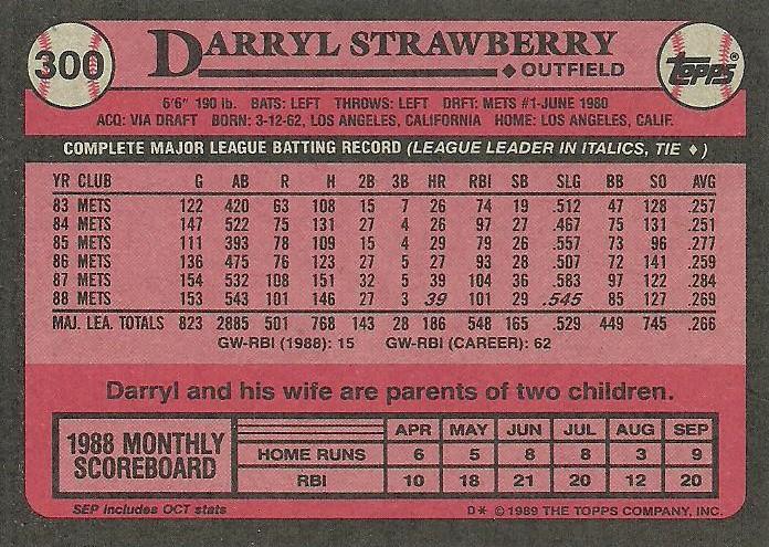 Darryl Strawberry  baseball card collectible - Main Image 2