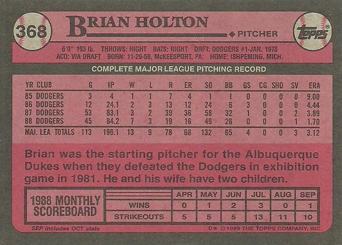 Brian Holton  baseball card collectible - Main Image 2