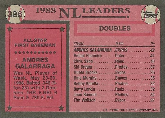 Andres Galarraga  baseball card collectible - Main Image 2