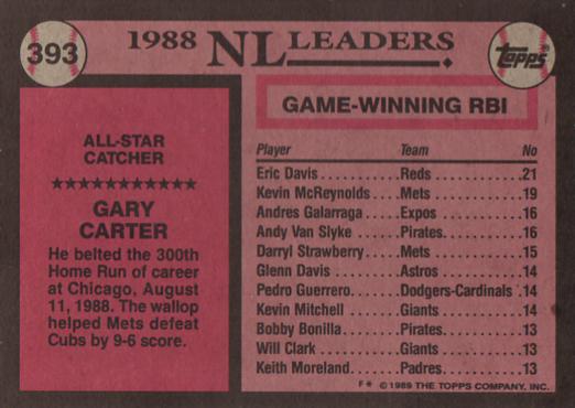 Gary Carter  baseball card collectible - Main Image 2