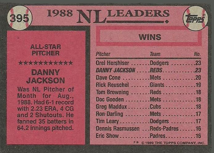 Danny Jackson  baseball card collectible - Main Image 2