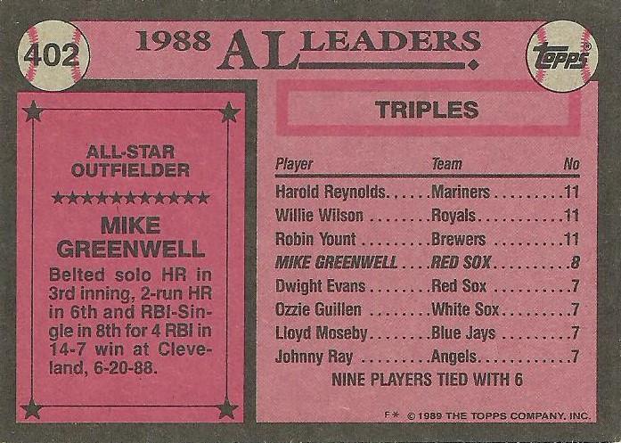 Mike Greenwell  baseball card collectible - Main Image 2