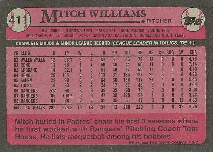 Mitch Williams  baseball card collectible - Main Image 2