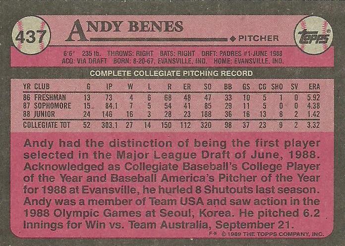 Andy Benes  baseball card collectible - Main Image 2