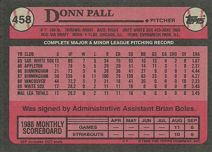 Donn Pall  baseball card collectible - Main Image 2