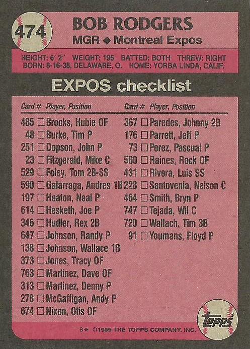 Bob Rodgers  baseball card collectible - Main Image 2