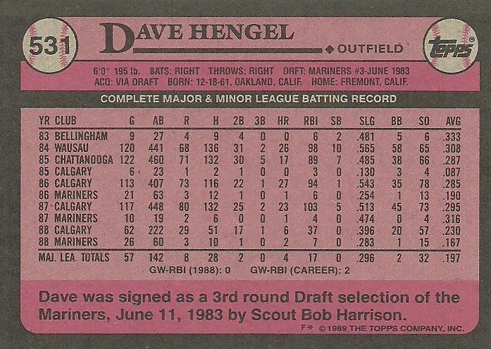 Dave Hengel  baseball card collectible - Main Image 2