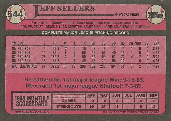 Jeff Sellers  baseball card collectible - Main Image 2
