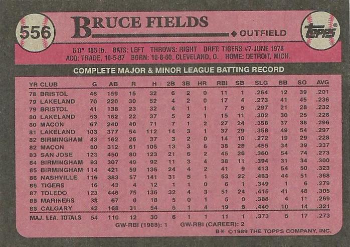 Bruce Fields  baseball card collectible - Main Image 2