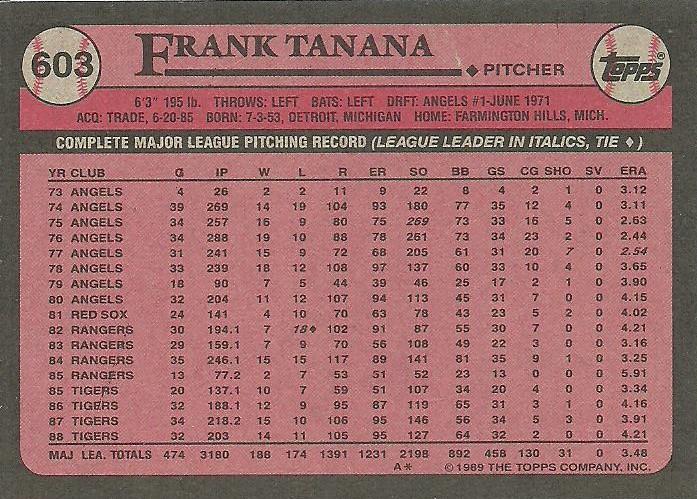 Frank Tanana  baseball card collectible - Main Image 2