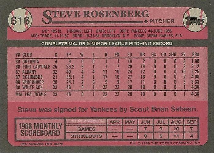 Steve Rosenberg  baseball card collectible - Main Image 2