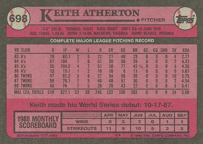 Keith Atherton  baseball card collectible - Main Image 2