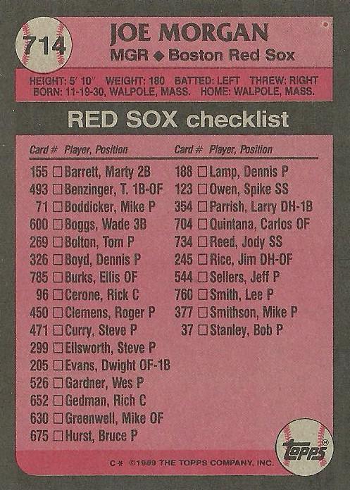 Joe Morgan  baseball card collectible - Main Image 2