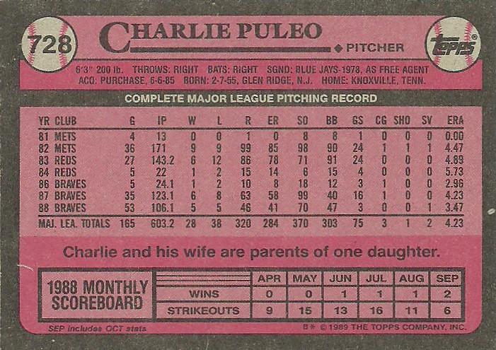 Charlie Puleo  baseball card collectible - Main Image 2