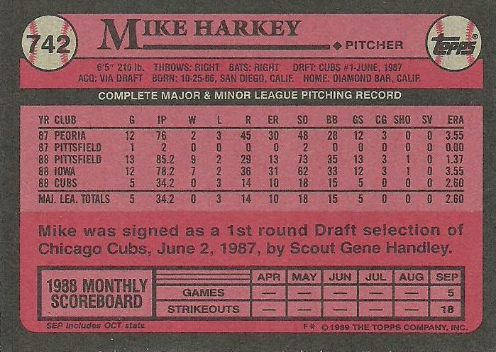 Mike Harkey  baseball card collectible - Main Image 2