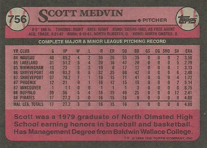 Scott Medvin  baseball card collectible - Main Image 2
