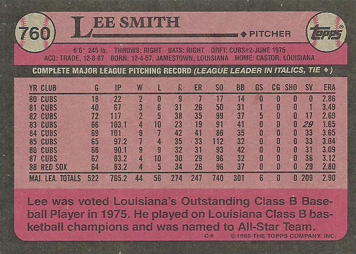 Lee Smith  baseball card collectible - Main Image 2