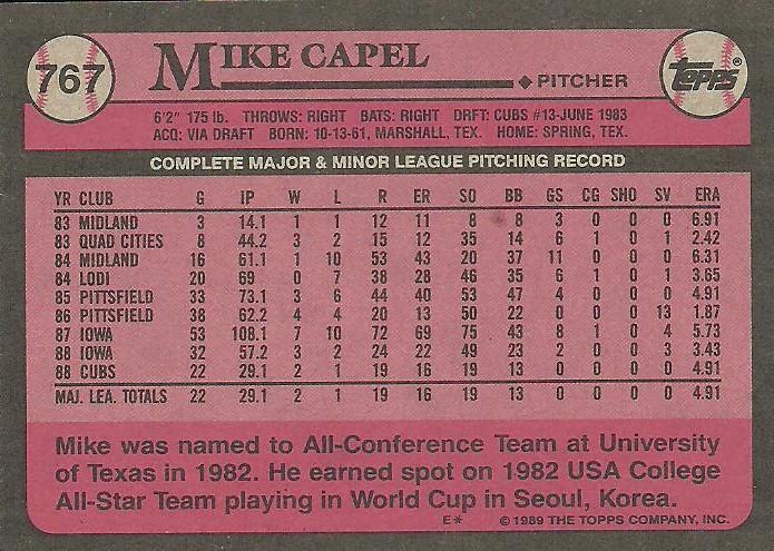 Mike Capel  baseball card collectible - Main Image 2