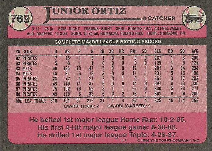 Junior Ortiz  baseball card collectible - Main Image 2