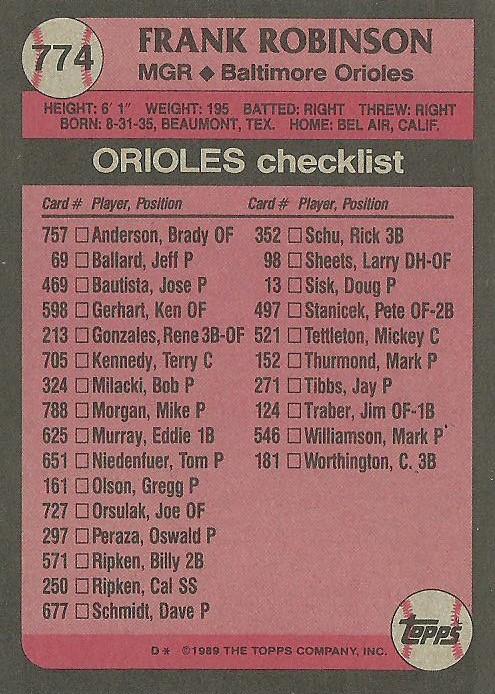 Frank Robinson  baseball card collectible - Main Image 2