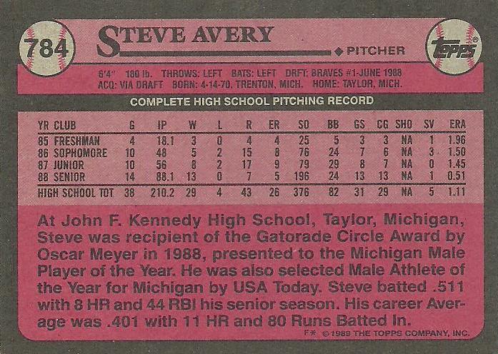 Steve Avery  baseball card collectible - Main Image 2