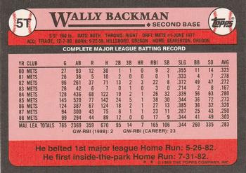 Wally Backman  baseball card collectible - Main Image 2