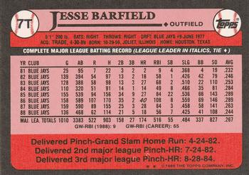 Jesse Barfield  baseball card collectible - Main Image 2