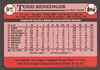 Todd Benzinger  baseball card collectible - Main Image 2
