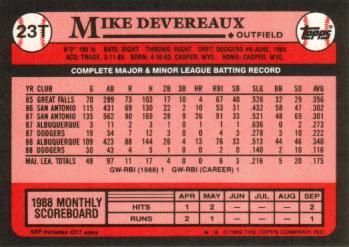 Mike Devereaux  baseball card collectible - Main Image 2