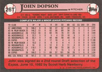 John Dopson  baseball card collectible - Main Image 2