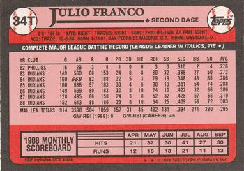 Julio Franco  baseball card collectible - Main Image 2