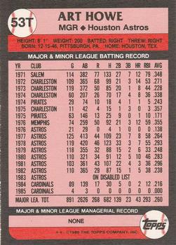 Art Howe  baseball card collectible - Main Image 2