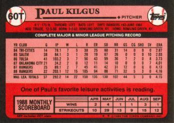 Paul Kilgus  baseball card collectible - Main Image 2