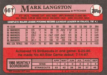 Mark Langston  baseball card collectible - Main Image 2